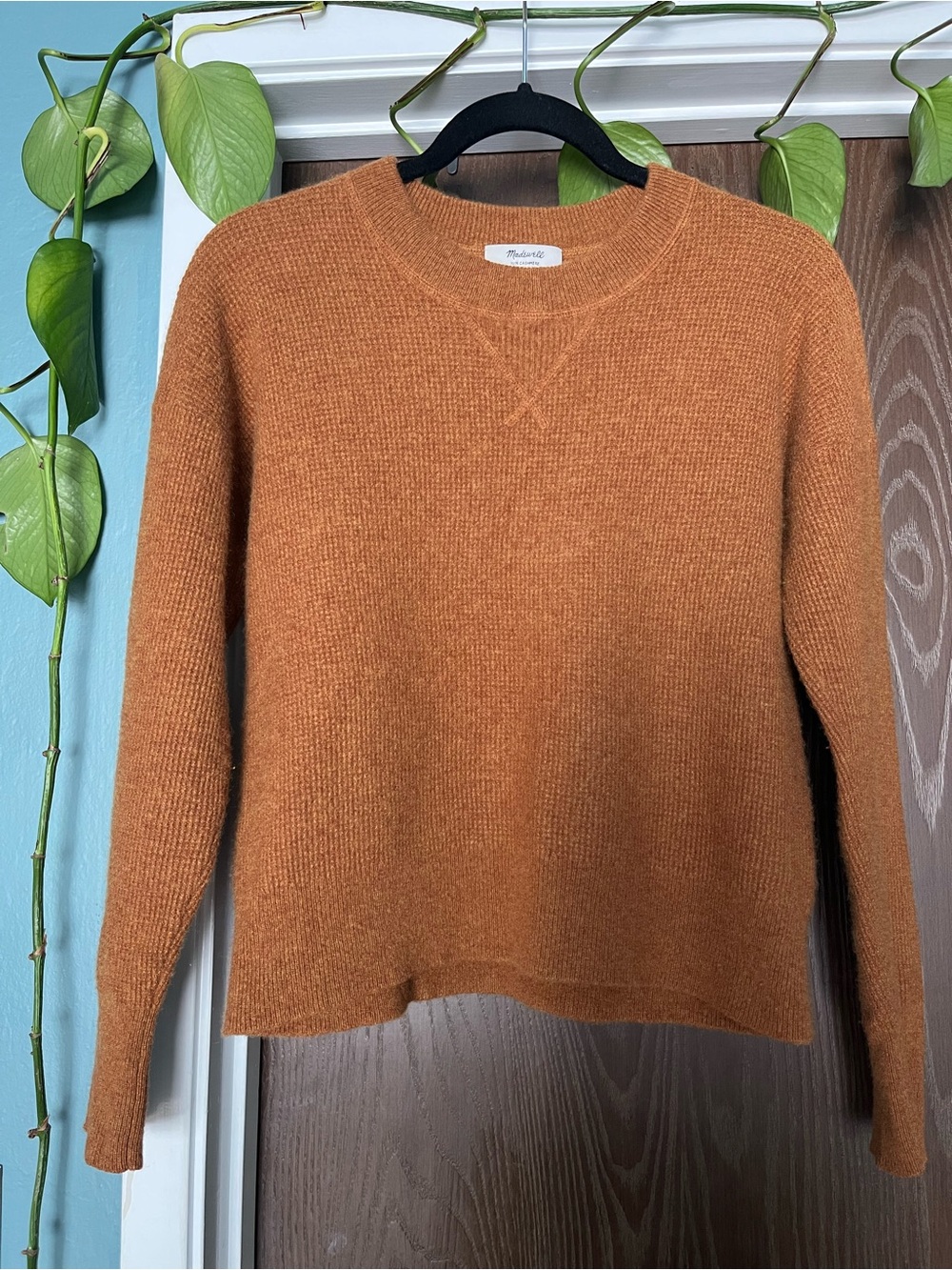 Madewell Cashmere Crewneck Sweater in Burnt Orange S
